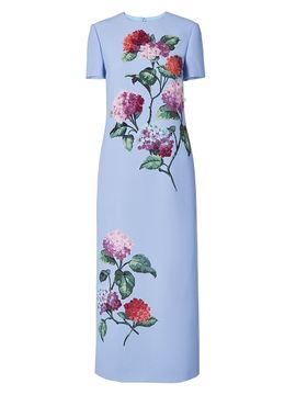 Carolina Herrera Women's Bead-Embellished Floral Short-Sleeve Dress
