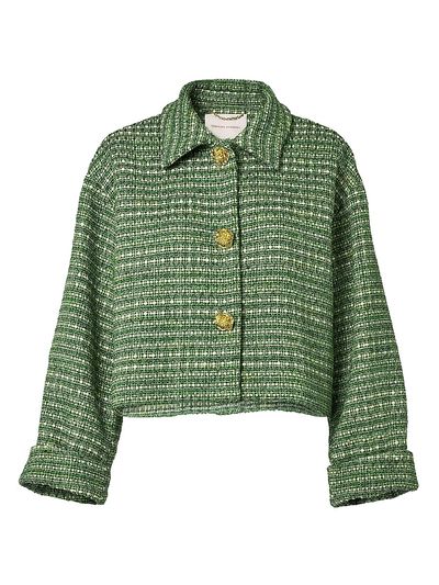 Carolina Herrera Women's Boxy Cotton-Blend Crop Jacket