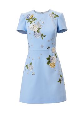 Carolina Herrera Women's Cabana Bow Back Embroidered Short-Sleeve Minidress
