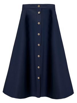 Carolina Herrera Women's Cabana Button-Front Stretch-Cotton Midi-Skirt