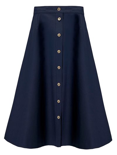 Carolina Herrera Women's Cabana Button-Front Stretch-Cotton Midi-Skirt