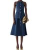 Carolina Herrera Women's Cabana Button-Front Stretch-Cotton Midi-Skirt - 2