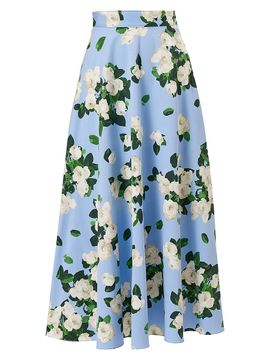 Carolina Herrera Women's Cabana Floral Half Circle Cotton-Blend Midi-Skirt