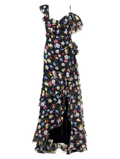 Carolina Herrera Women's Cabana Floral One-Shoulder Cap-Sleeve Ruffled Gown