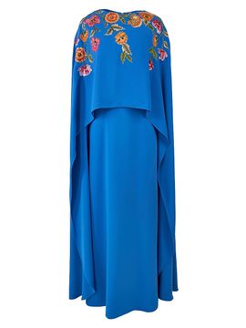 Carolina Herrera Women's Floral-Embroidered Cape Caftan-Inspired Gown