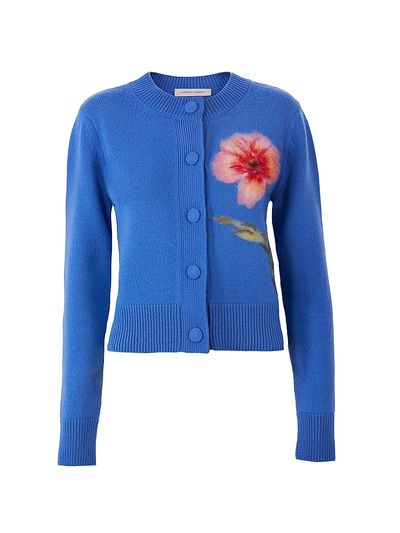 Carolina Herrera Women's Floral Long-Sleeve Wool Cardigan