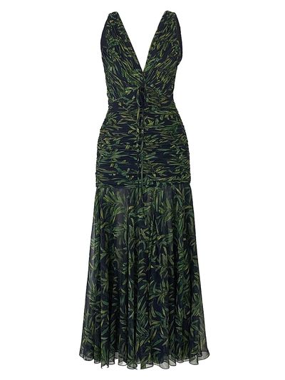 Carolina Herrera Women's Gathered V-Neck Midi-Dress