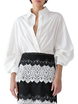 Carolina Herrera Women's Inverted Back Pleat Cotton Shirt