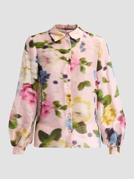 Carolina Herrera Women's Isabella Blurred Floral Linen-Silk Shirt