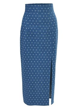 Carolina Herrera Women's Polka Dot Denim Midi-Skirt