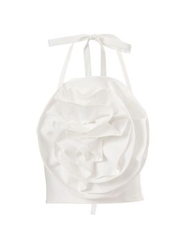 Carolina Herrera Women's Rose Halterneck Cotton-Blend Top