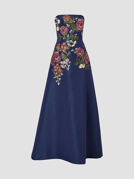 Carolina Herrera Women's Sequined Silk Strapless A-Line Gown