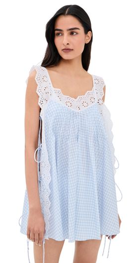 CAROLINE CONSTAS CAROLINE CONSTAS Lucilla Eyelet Trimmed Dress Periwinkle