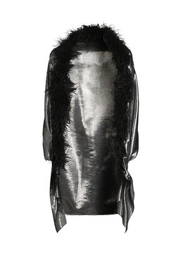 Carolyn Rowan Collection Women's Metallic Silk Feather-Trim Shawl