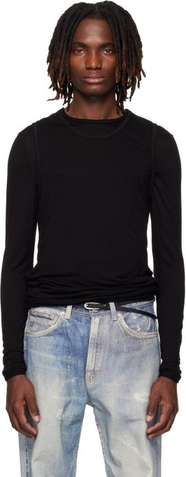 CARRER CARRER Black Doria Double Layer T-shirt Set