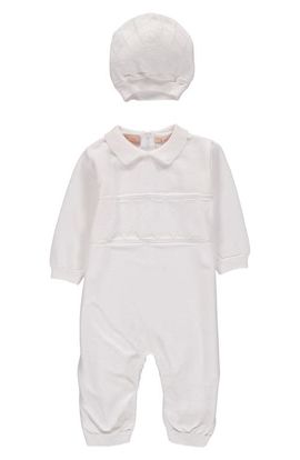 Carriage Boutique Carriage Boutique Elegant Christening Romper & Hat Set