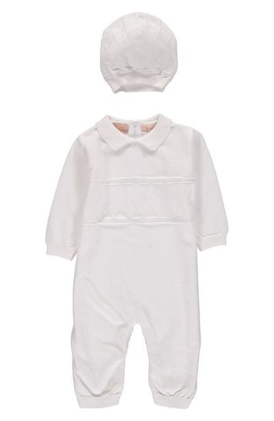 Carriage Boutique Carriage Boutique Elegant Christening Romper & Hat Set