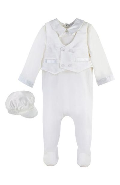 Carriage Boutique Carriage Boutique Elegant Christening Romper & Newsboy Cap Set