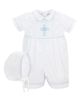 Carriage Boutique Carriage Boutique Embroidered Christening Romper & Bonnet Set - 1