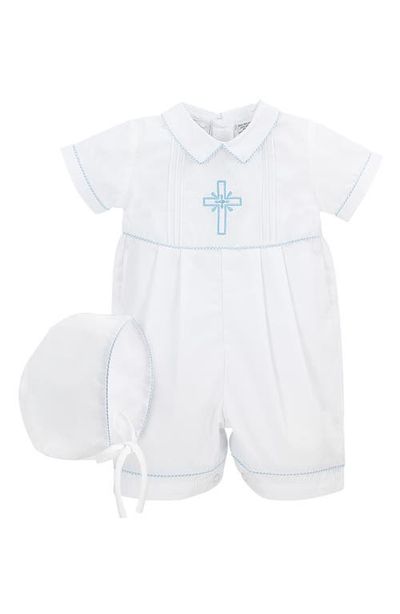 Carriage Boutique Carriage Boutique Embroidered Christening Romper & Bonnet Set