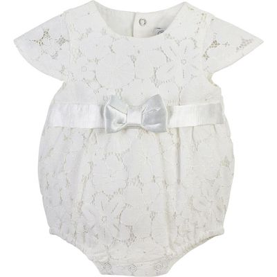 Carriage Boutique Carriage Boutique Lace Christening Bubble Bodysuit with Satin Bow