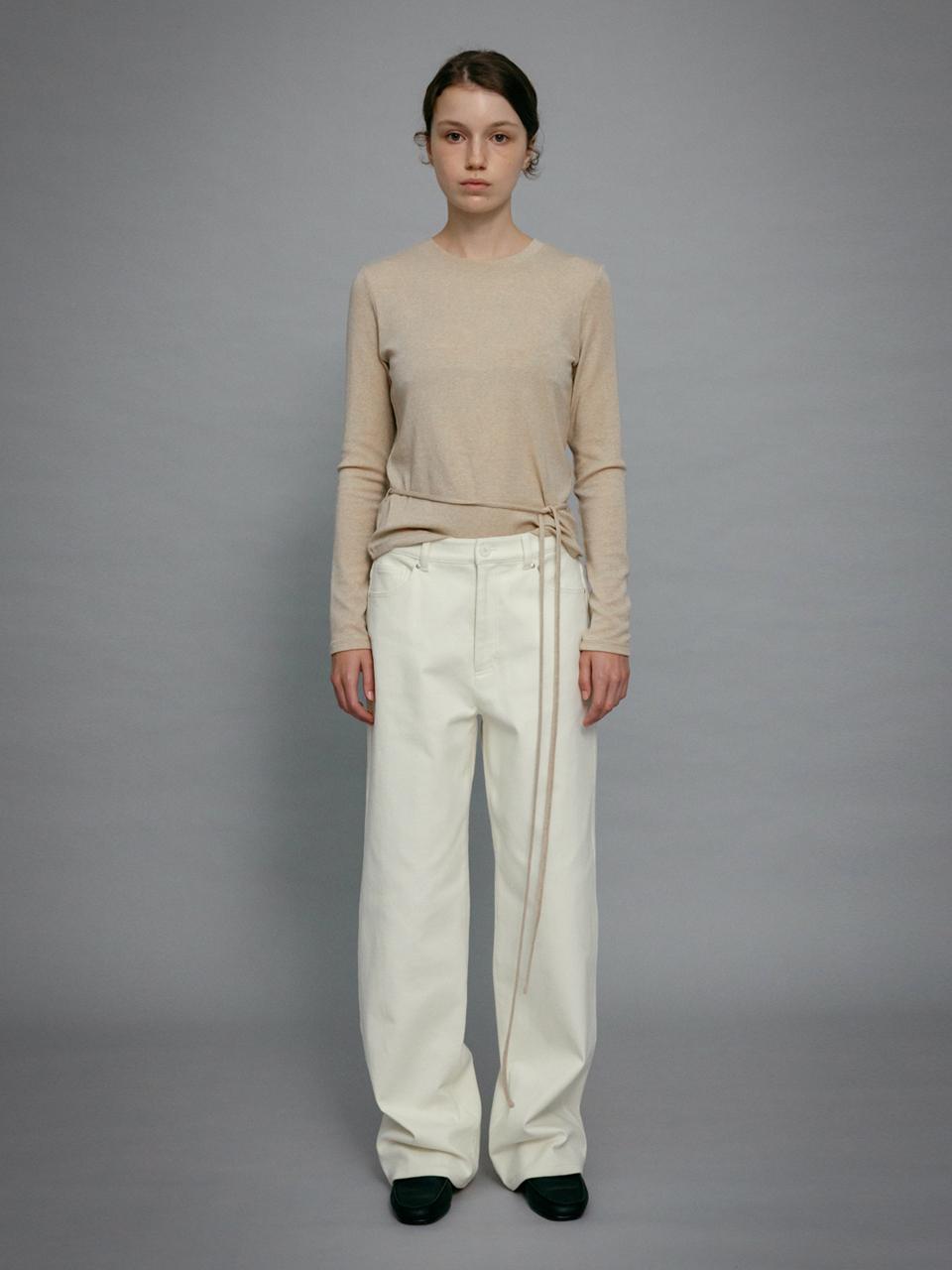 Carriere Brushed Cotton Twill Straight Minimal Pants