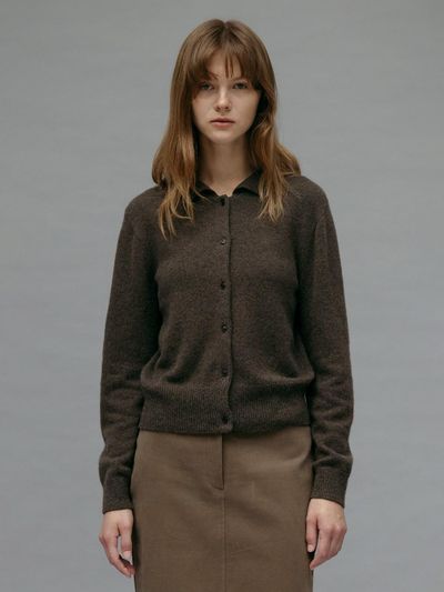 Carriere CAMEL BLEND COLLAR SEAMLESS KNIT CARDIGAN