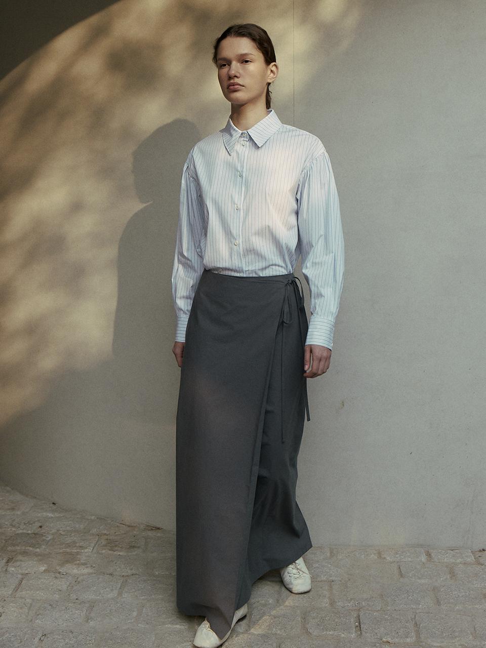Carriere COTTON MAXI WRAP SKIRT - GRAY