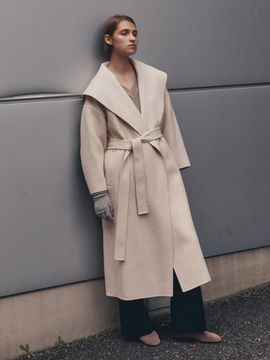 Carriere Handmade Wide Collar Robe Long Coat_3 Color