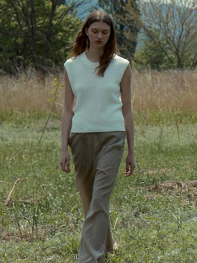 Carriere LIGHT TEXTURED DRAWSTRING BANDING WIDE PANTS