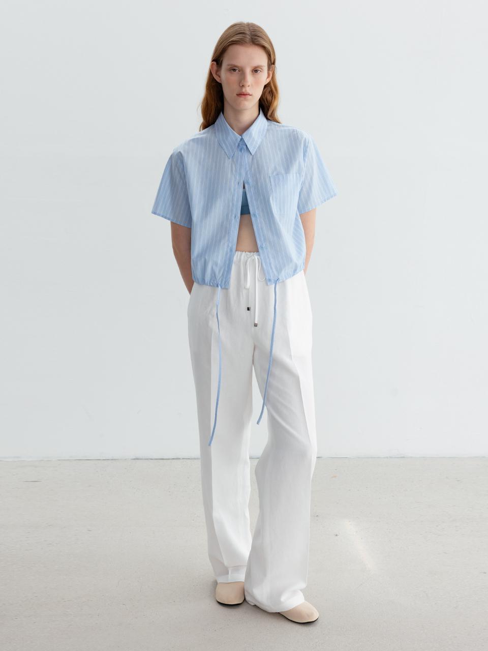 Carriere Linen Blend Straight Banding Pants