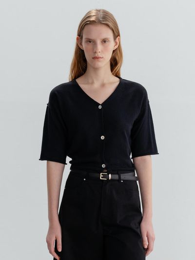 Carriere Paper Bend Cropped Knit Cardigan