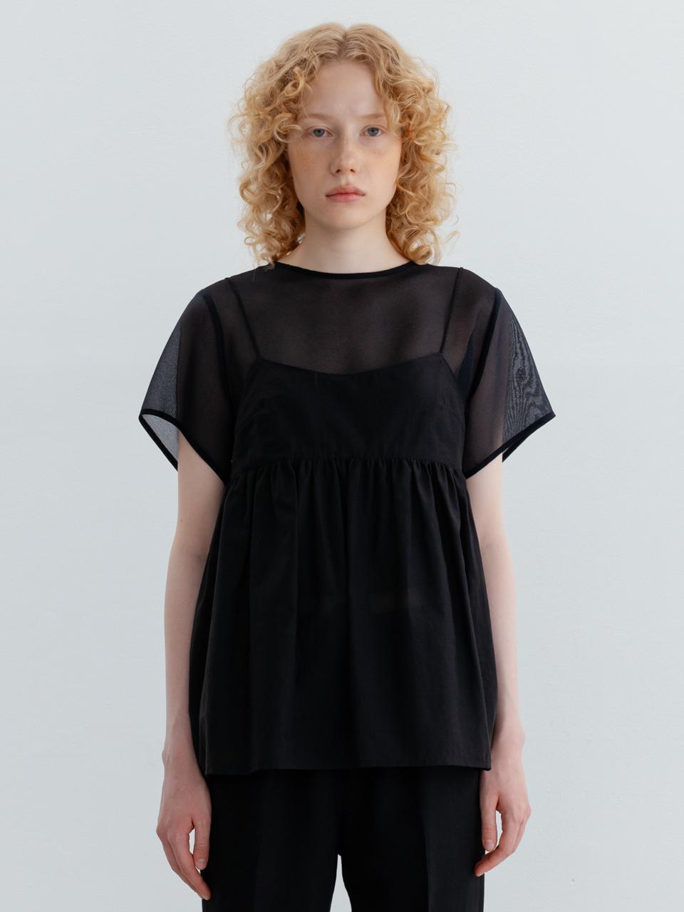 Carriere Sheer Bustier Layered Organza Blouse