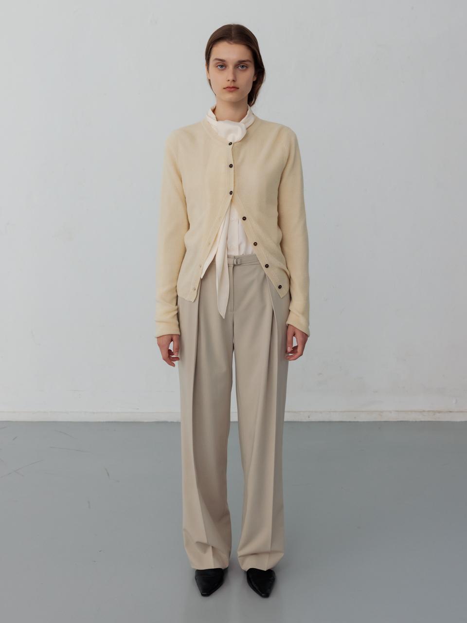 Carriere WOOL BLEND BELTED ONE TUCK PANTS
