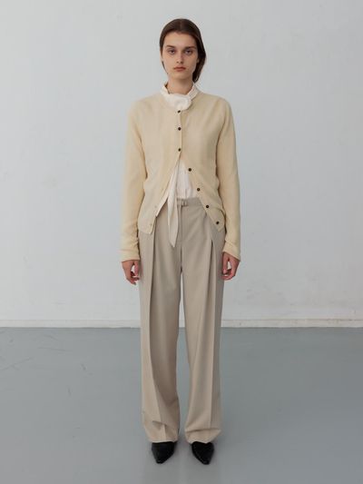 Carriere WOOL BLEND BELTED ONE TUCK PANTS