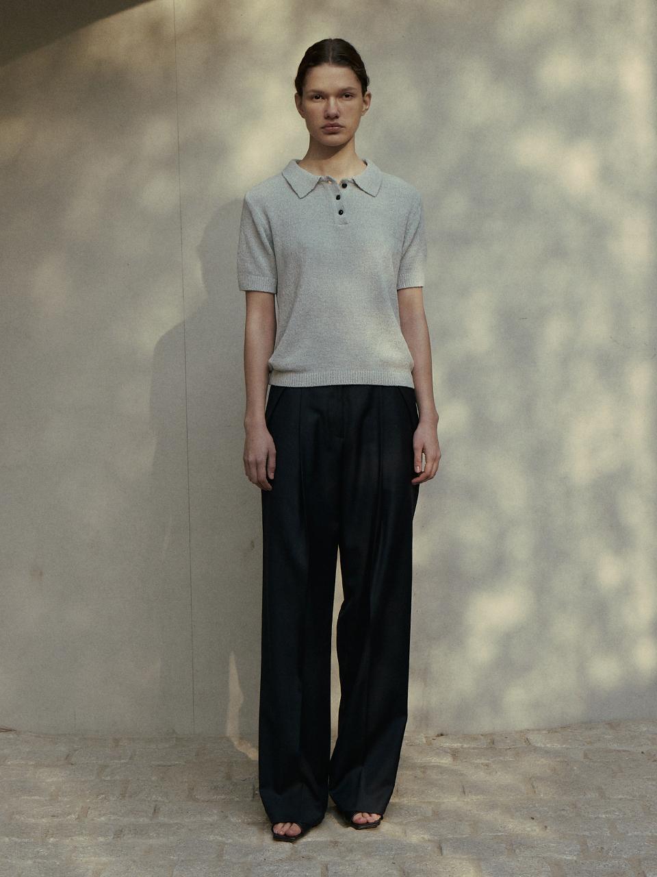 Carriere WOOL BLEND SIDE TUCK BELTED PANTS - DARK NAVY