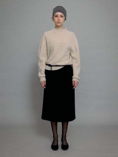 Carriere WOOL TEXTURED SEMI A LINE MIDI SKIRT