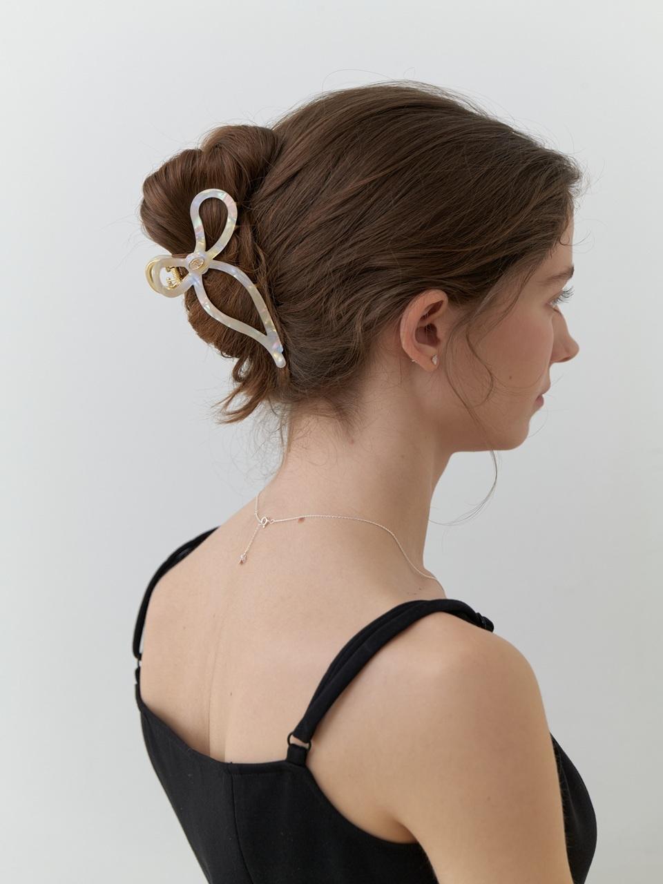 CARRY BARRETTE Marble Ribbon Hair Clip