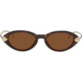Cartier Cartier Brown & Gold 'Panthère de Cartier' Sunglasses