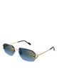 Cartier Cartier Decor 24 Carat Gold Plated Rimless Rectangular Sunglasses, 58mm - 1