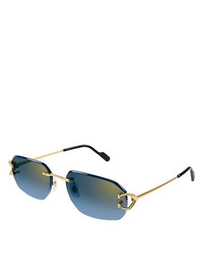 Cartier Cartier Decor 24 Carat Gold Plated Rimless Rectangular Sunglasses, 58mm