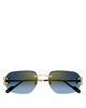 Cartier Cartier Decor 24 Carat Gold Plated Rimless Rectangular Sunglasses, 58mm - 2