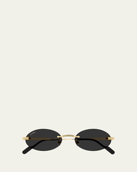 Cartier Men's Premiere de Cartier Rimless Oval Metal Sunglasses