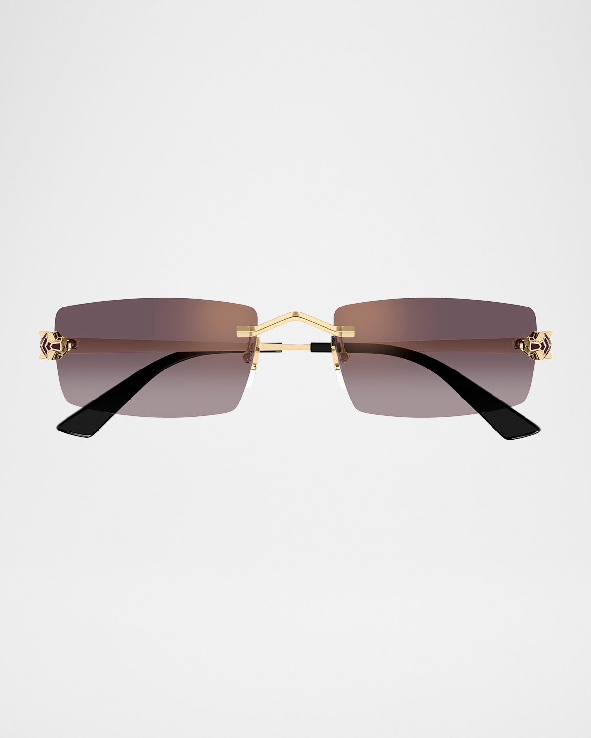 Cartier - Panthere Rimless Rectangular Metal Sunglasses