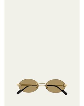 Cartier Première de Cartier 53MM 24K-Gold-Plated Rimless Oval Sunglasses