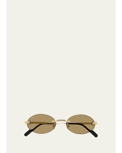 Cartier Première de Cartier 53MM 24K-Gold-Plated Rimless Oval Sunglasses