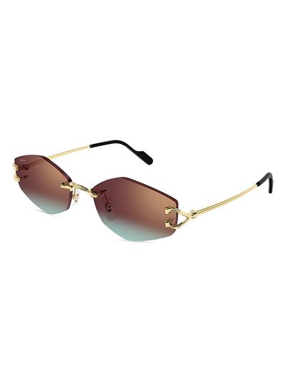 Cartier Women's C Décor 56MM 24K-Gold-Plated Geometric Sunglasses
