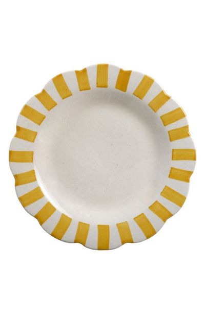 Casa Amarosa Casa Amarosa Set of 2 Scalloped Stripe Dinner Plates