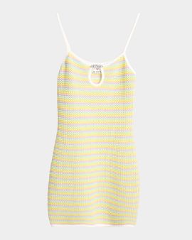 CASABLANCA Bourgeois Striped Crochet Knit Mini Dress