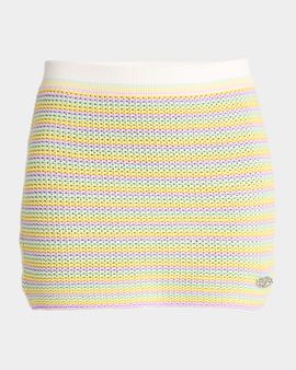 CASABLANCA Bourgeois Striped Crochet Knit Mini Skirt